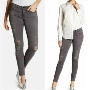 FRAME Le Skinny De Jeanne Satine Rips in Grey Shred (Distressed) Size 24